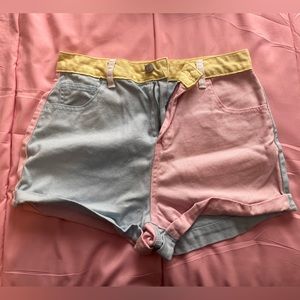 Cute Pastel Retro Color Block Shorts *like new*